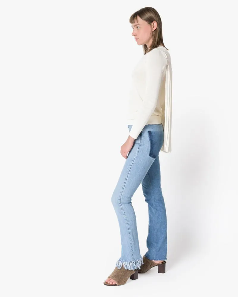 Fringe Slim Denim Pants in Blue