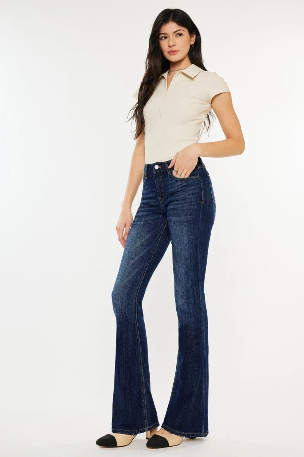 Full Size Mid Rise Slim Flare Jeans