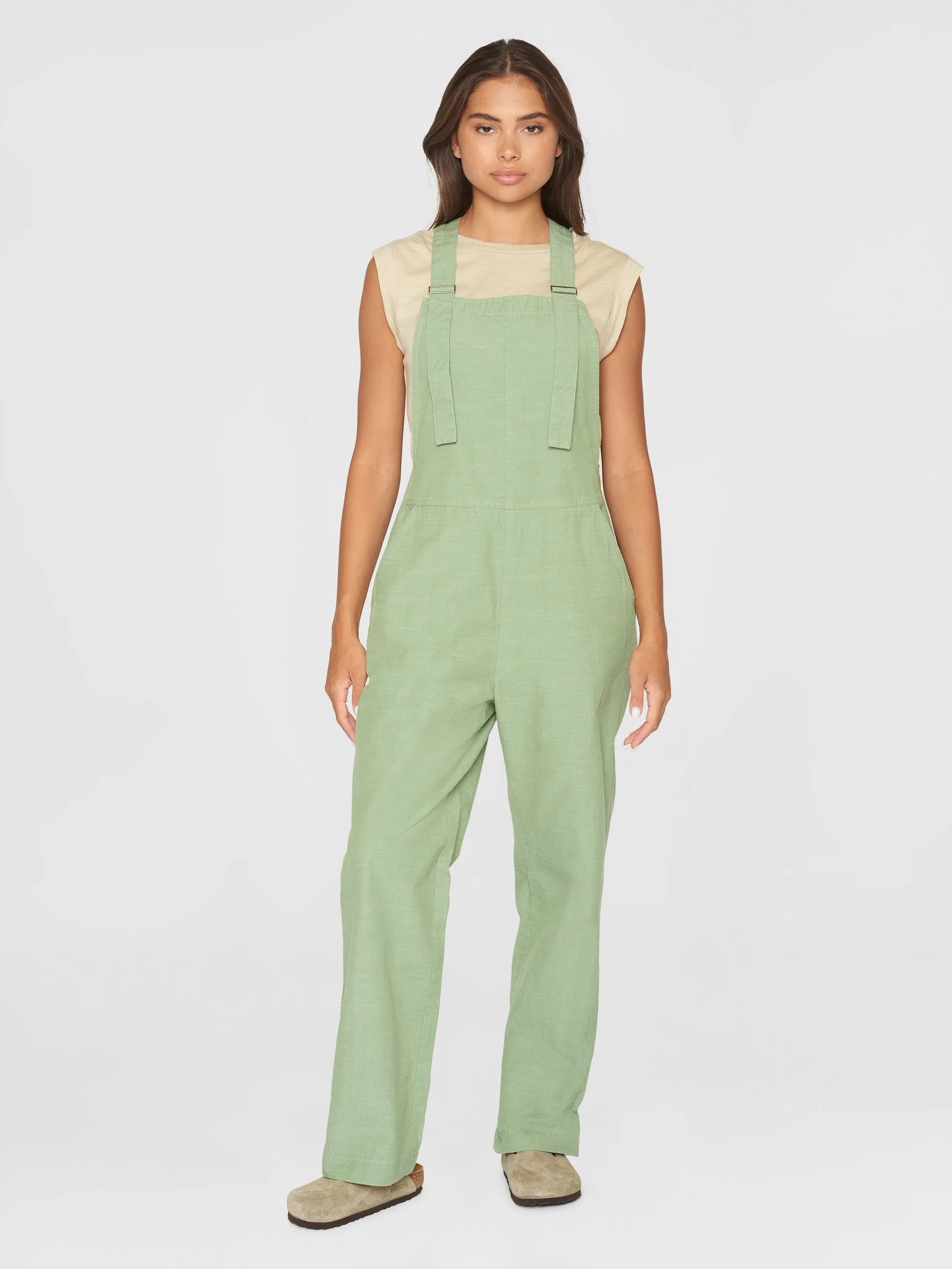 GALE straight slub yarn jumpsuit - GOTS/Vegan - Shale Green