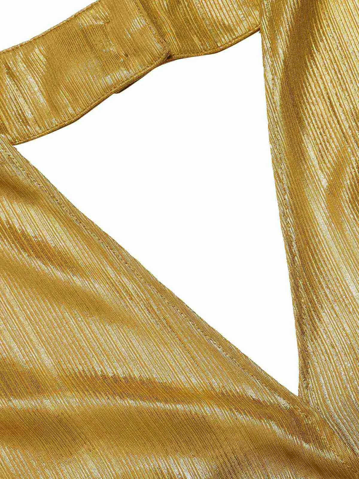 Gold 1930s Solid V-Neck Halter Jumpsuit