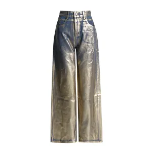 Golden Shine Straight Denim Y2K Jeans