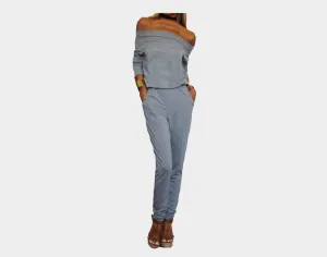 Gray off shoulder Jumpsuit - The Malibu