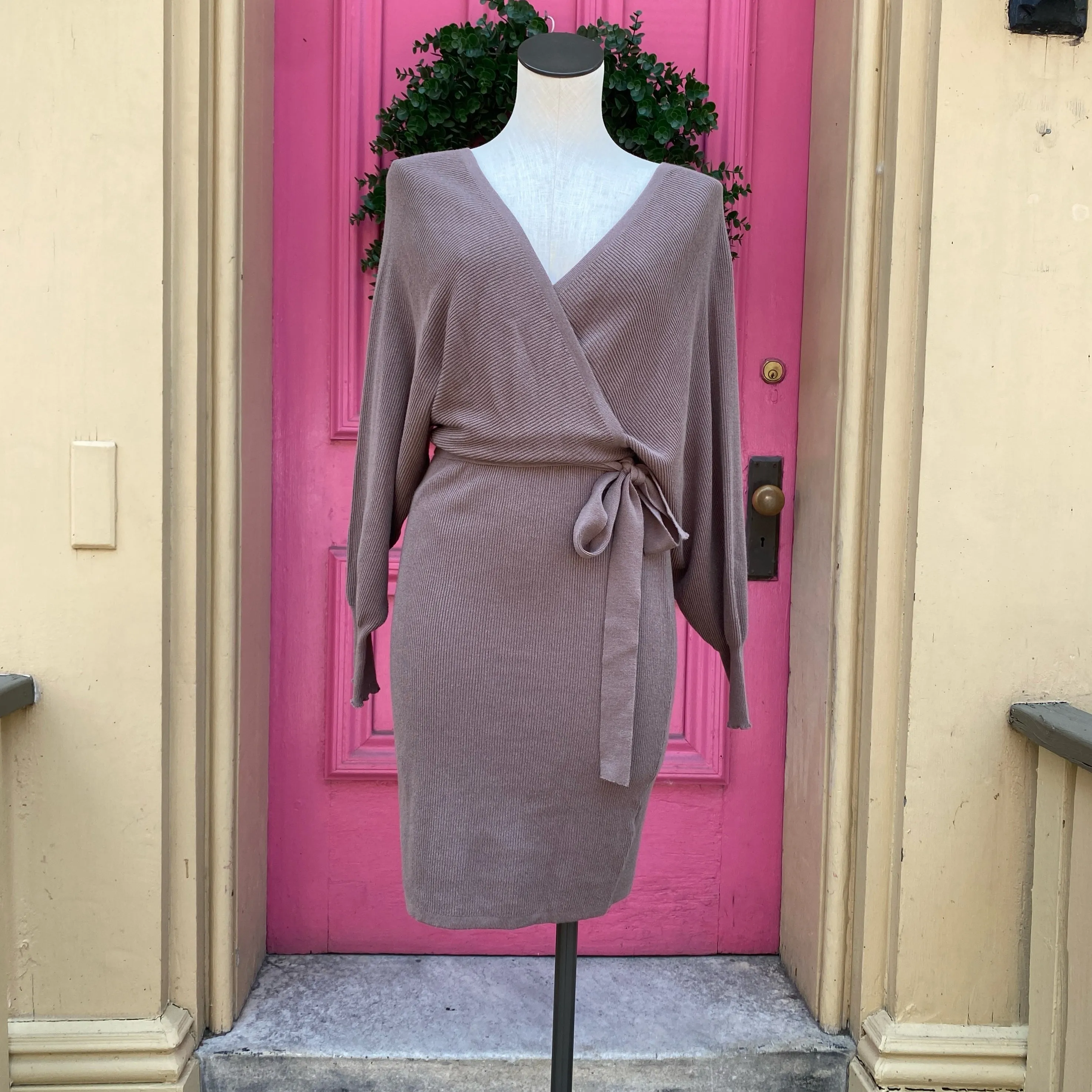 Hem & Thread taupe sweater dress size S NWT