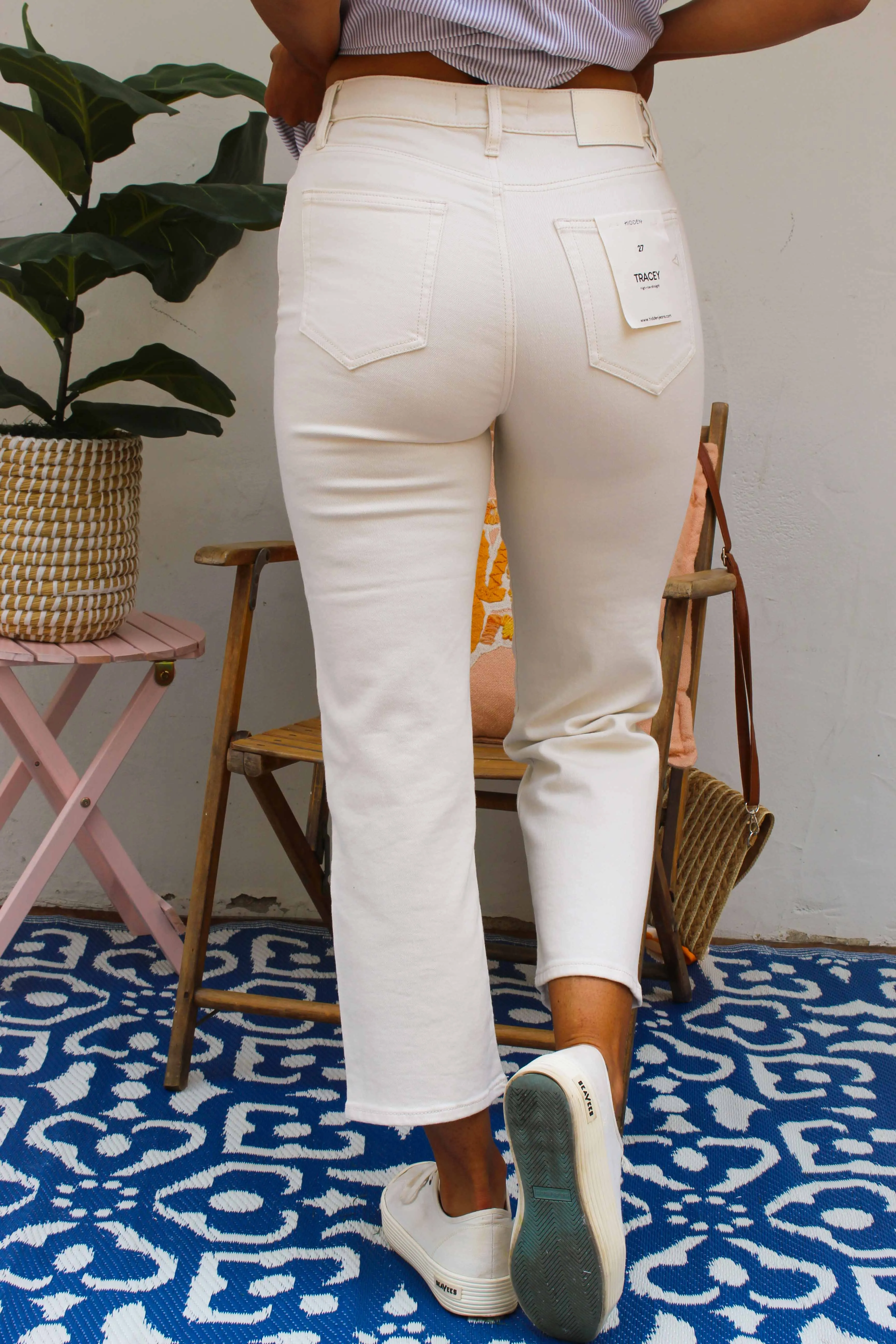 Hidden Tracey High Rise Straight Leg Pant - Cream