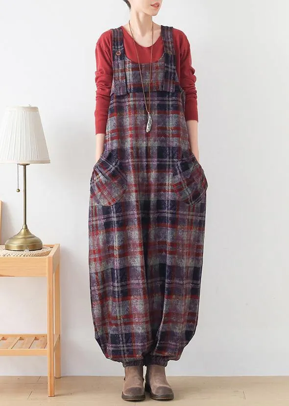 High end original Jumpsuit fashion red check strap Jumpsuit