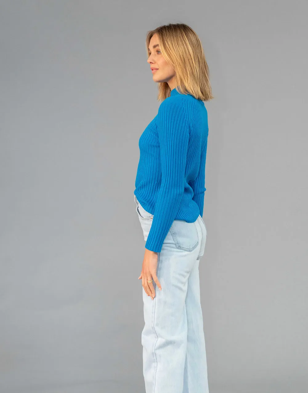 High Neck Pullover in Lagoon