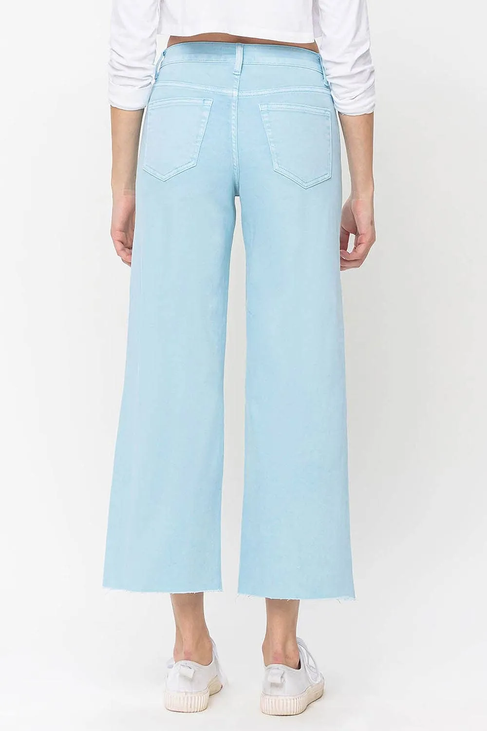 HIGH RISE CROP WIDE LEG JEANS - Vervet