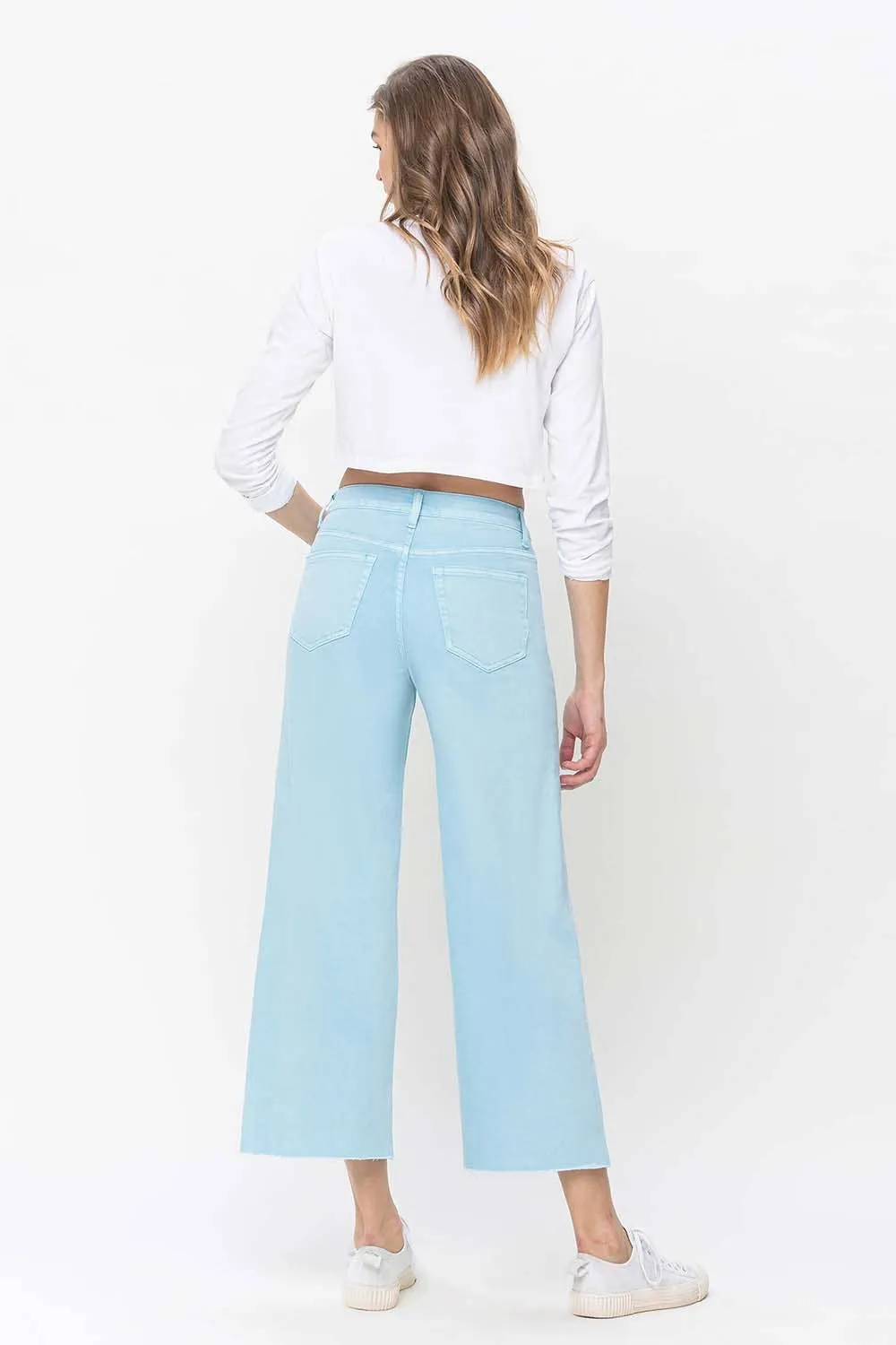 HIGH RISE CROP WIDE LEG JEANS - Vervet