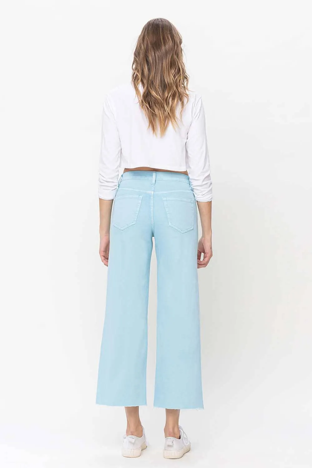 HIGH RISE CROP WIDE LEG JEANS - Vervet