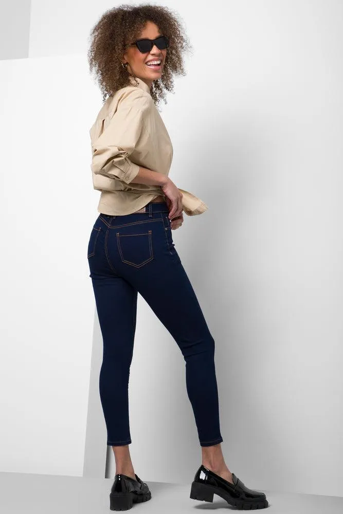 High Rise Skinny Denim Jeans Dark Blue