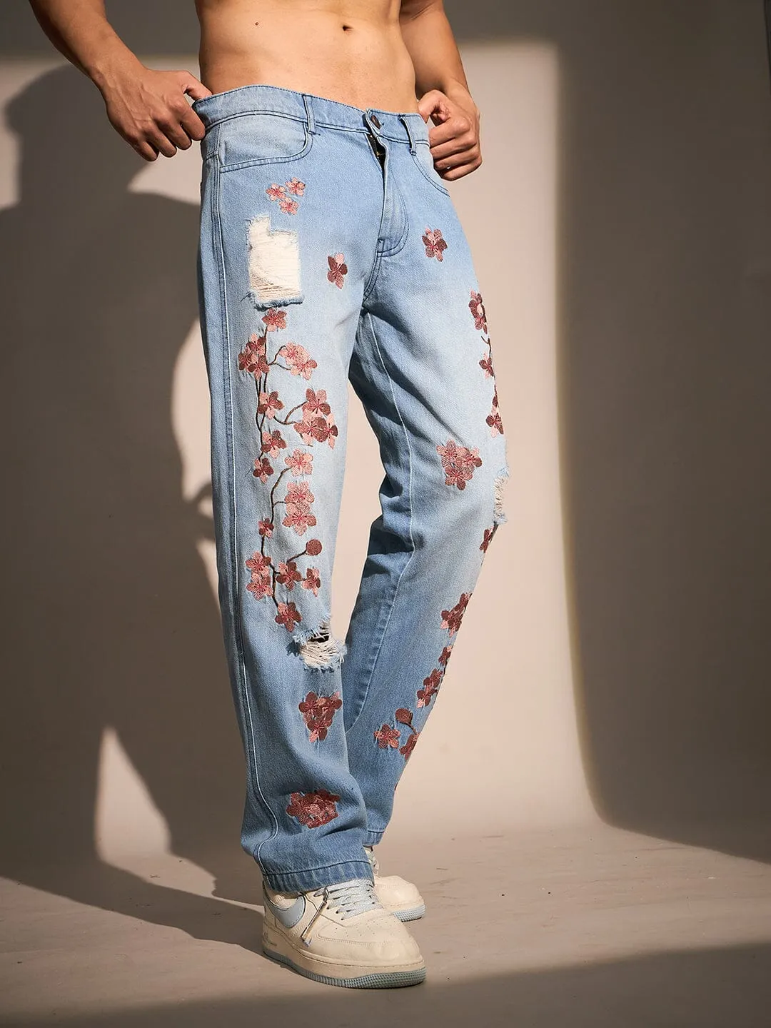 Ice Tint Cherry Blossom Straight Fit Denim