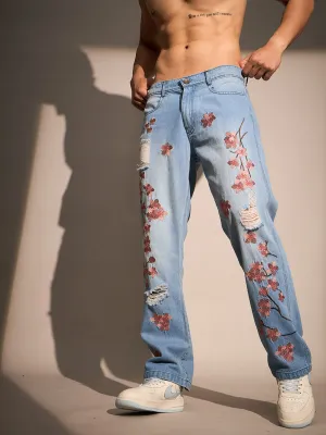 Ice Tint Cherry Blossom Straight Fit Denim