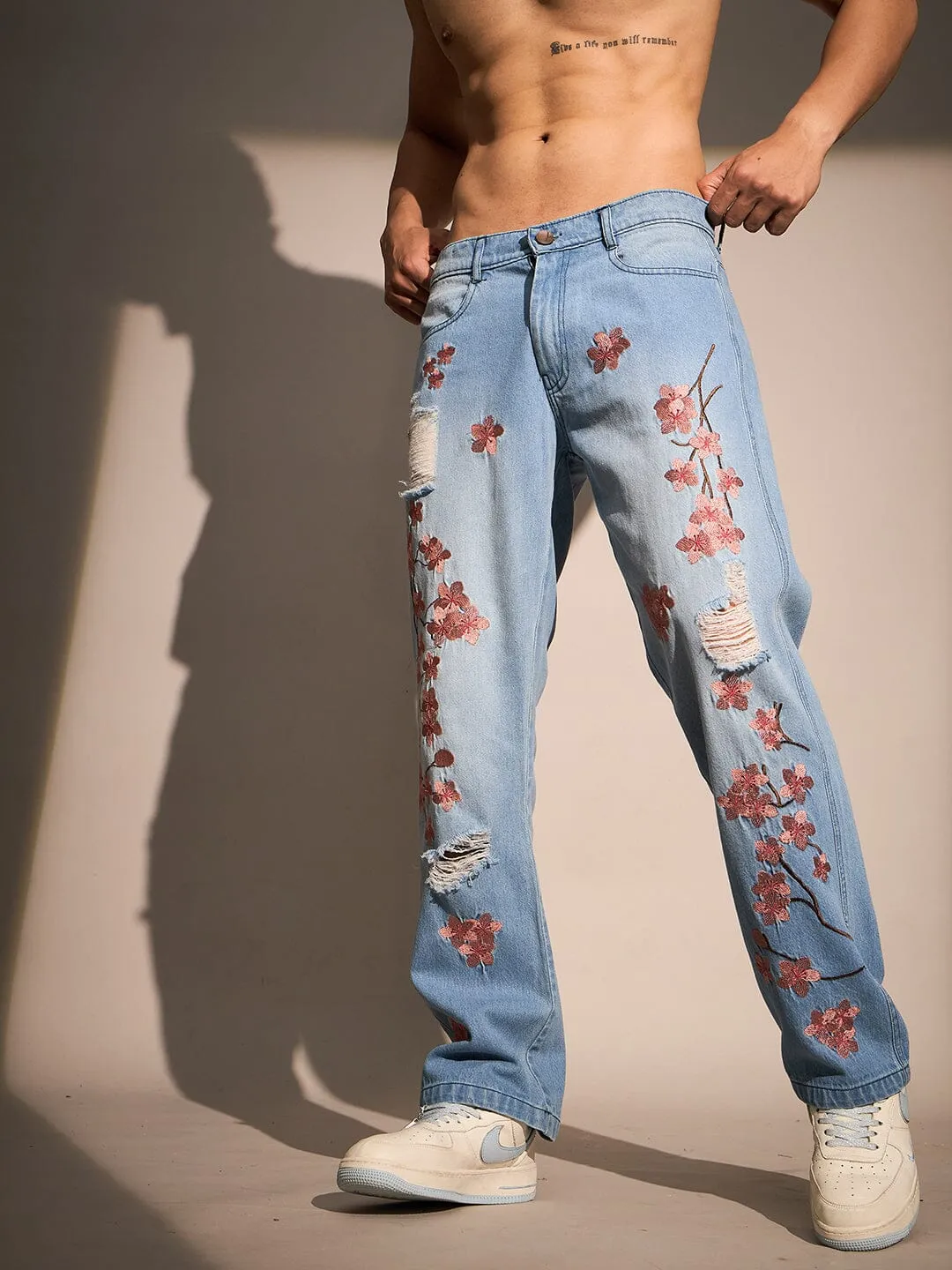 Ice Tint Cherry Blossom Straight Fit Denim