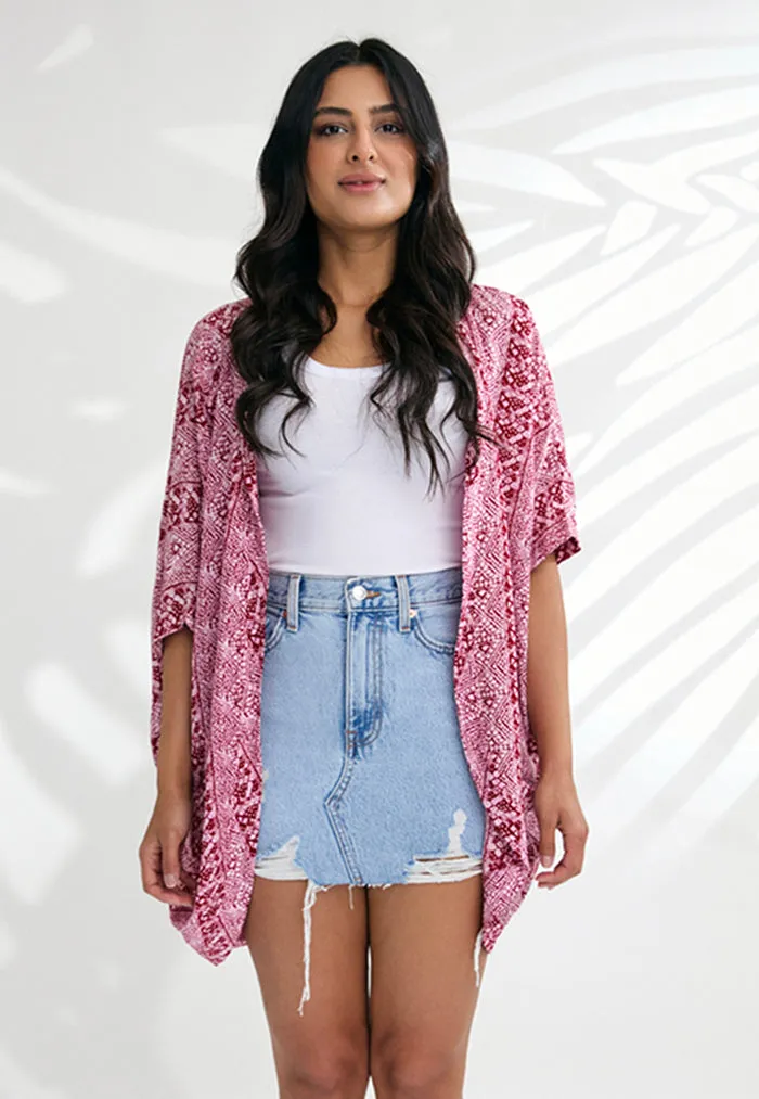 Indii Breeze Short Kimono - Red Flare