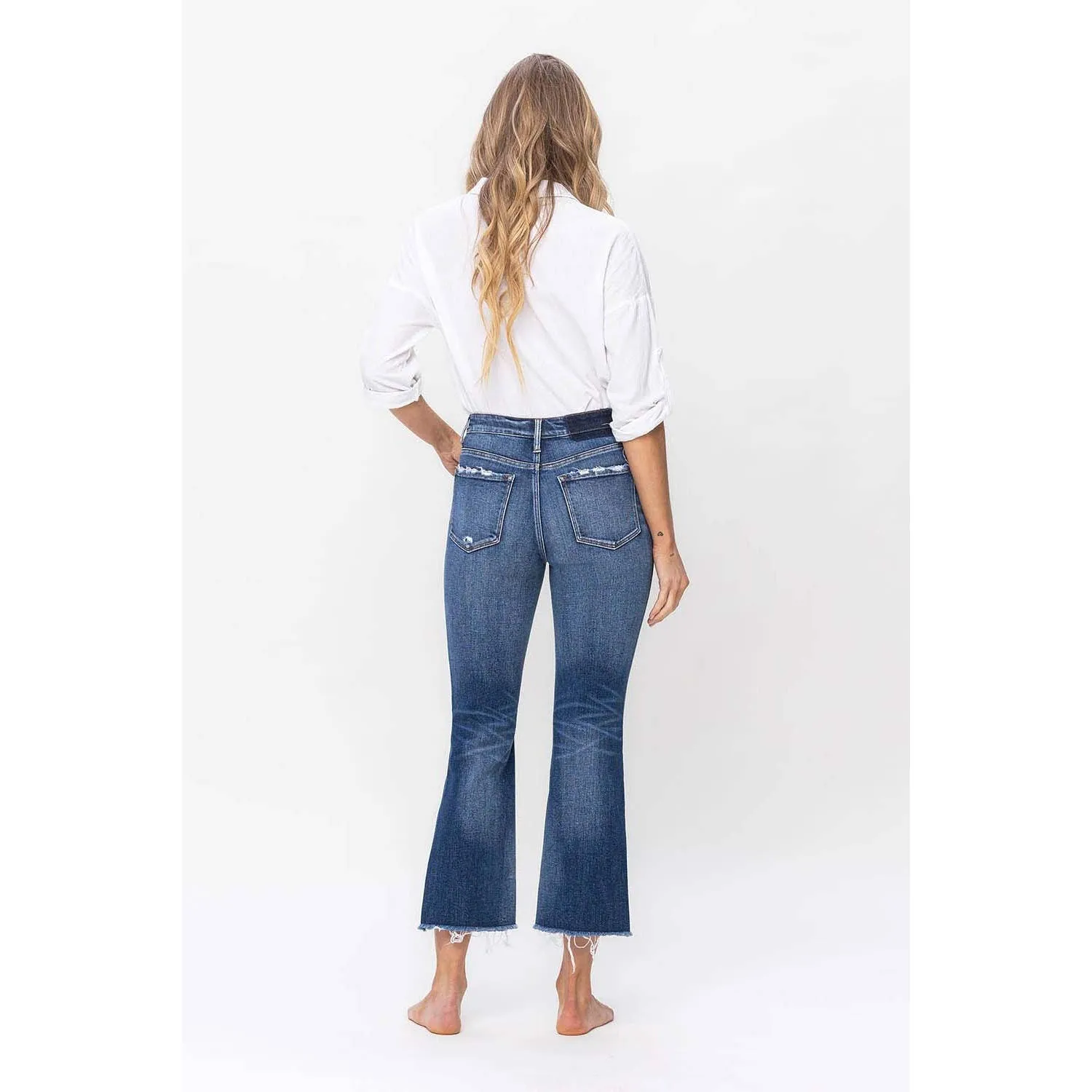 INGENUITY HIGH RISE STEP HEM CROP FLARE JEANS