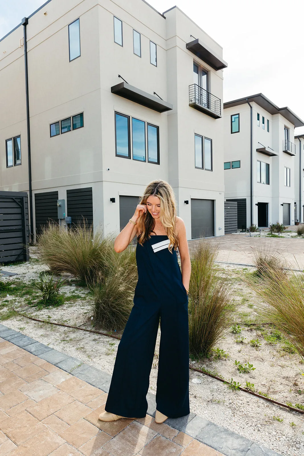 Jaclyn Fold Over Jumpsuit - Navy