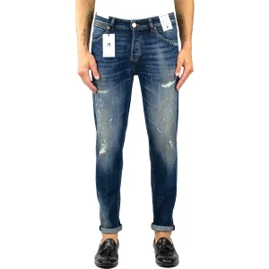 Jeans PT Torino Denim Reggae con Abrasioni Lavaggio Medio Scuro