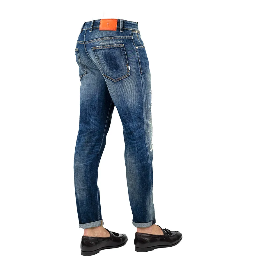 Jeans PT Torino Denim Reggae con Abrasioni Lavaggio Medio Scuro