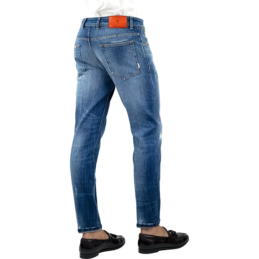 Jeans PT Torino Denim Reggae con Abrasioni Lavaggio Medio