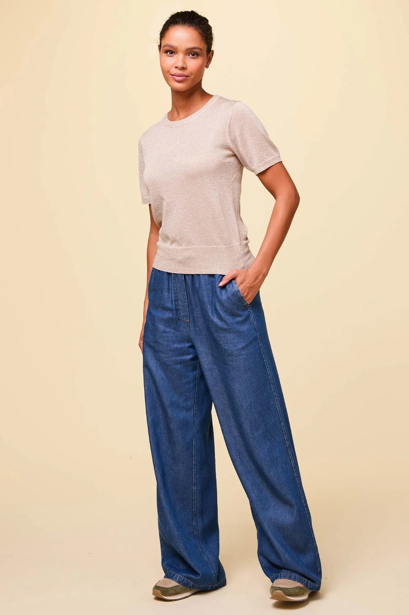 Juliana Drawstring Trouser | Chambray Blue