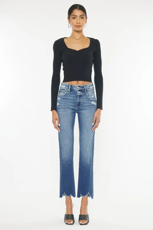 Kan Can High Rise Slim Straight Jeans