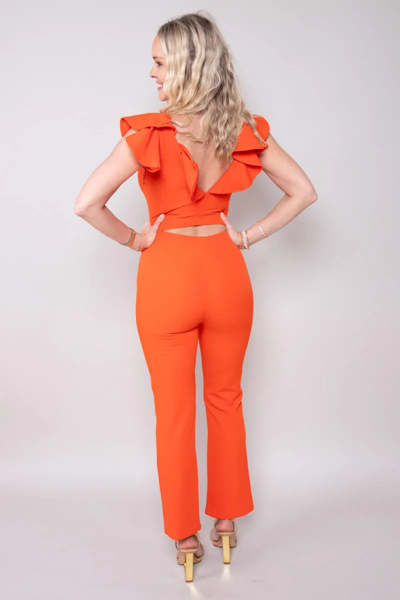 Kassi Ruffled Crepe Jumpsuit (XS)