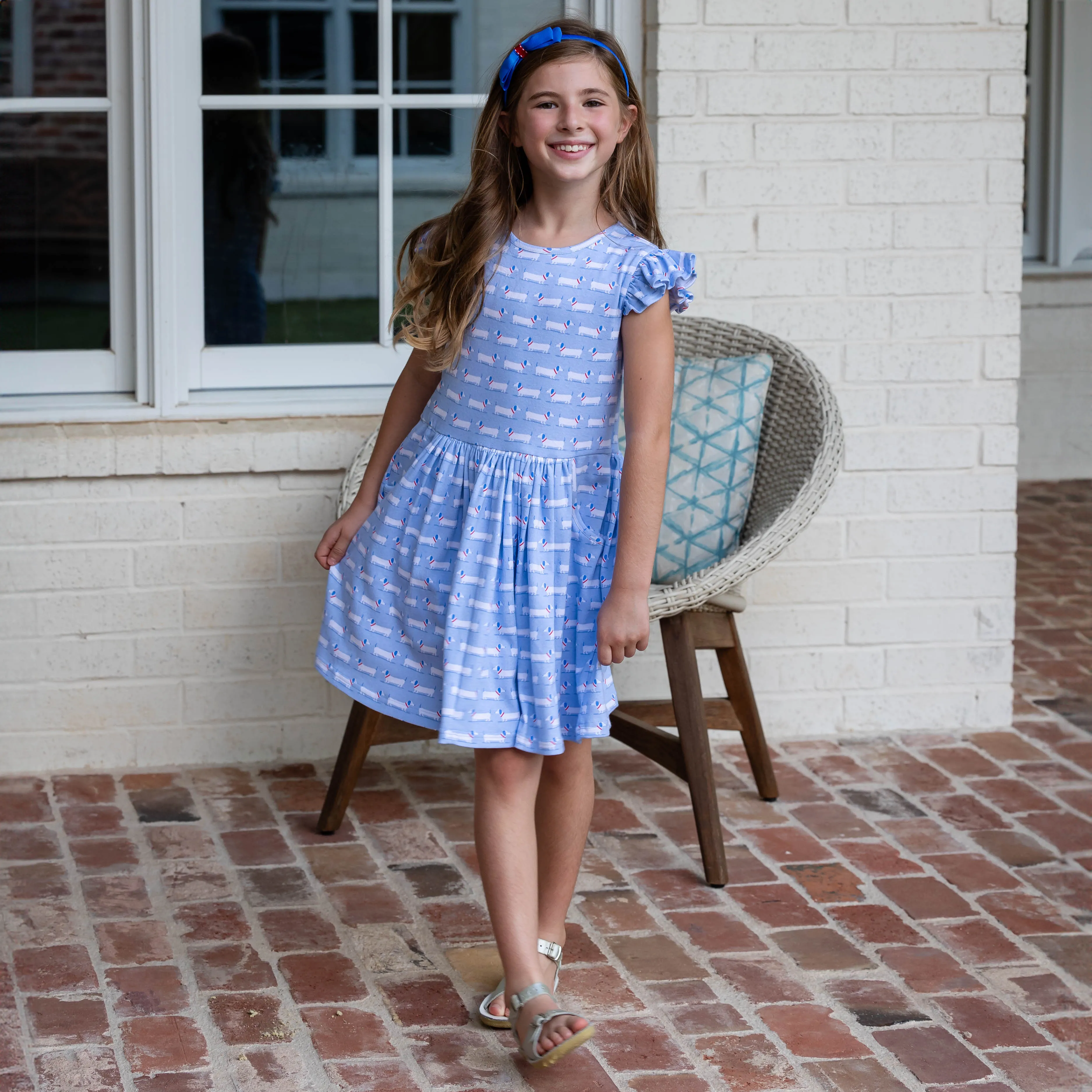 Kate Girls Dress - Patriotic Pups