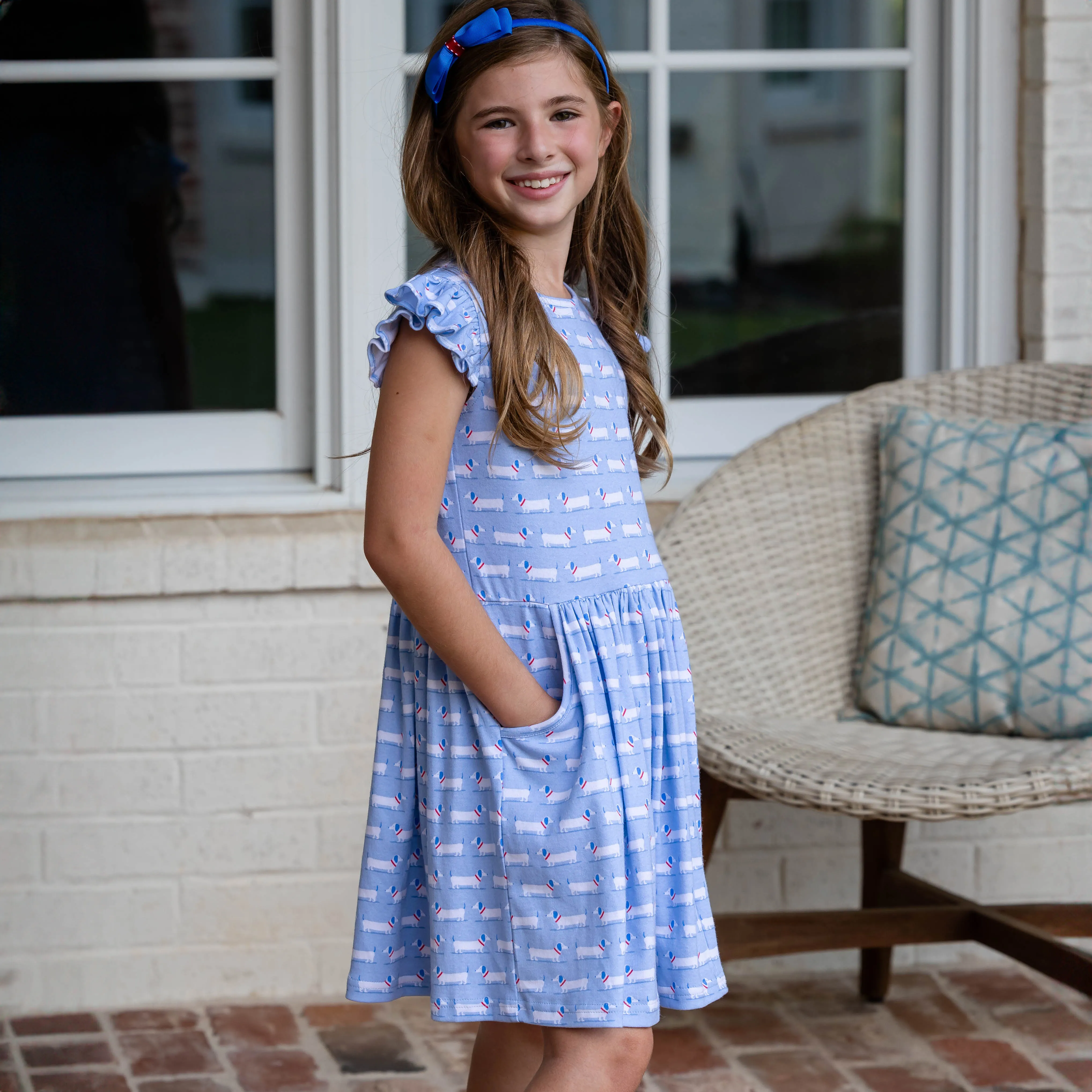 Kate Girls Dress - Patriotic Pups