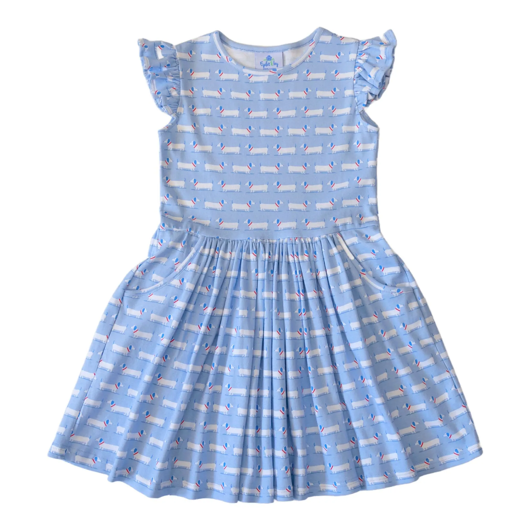 Kate Girls Dress - Patriotic Pups