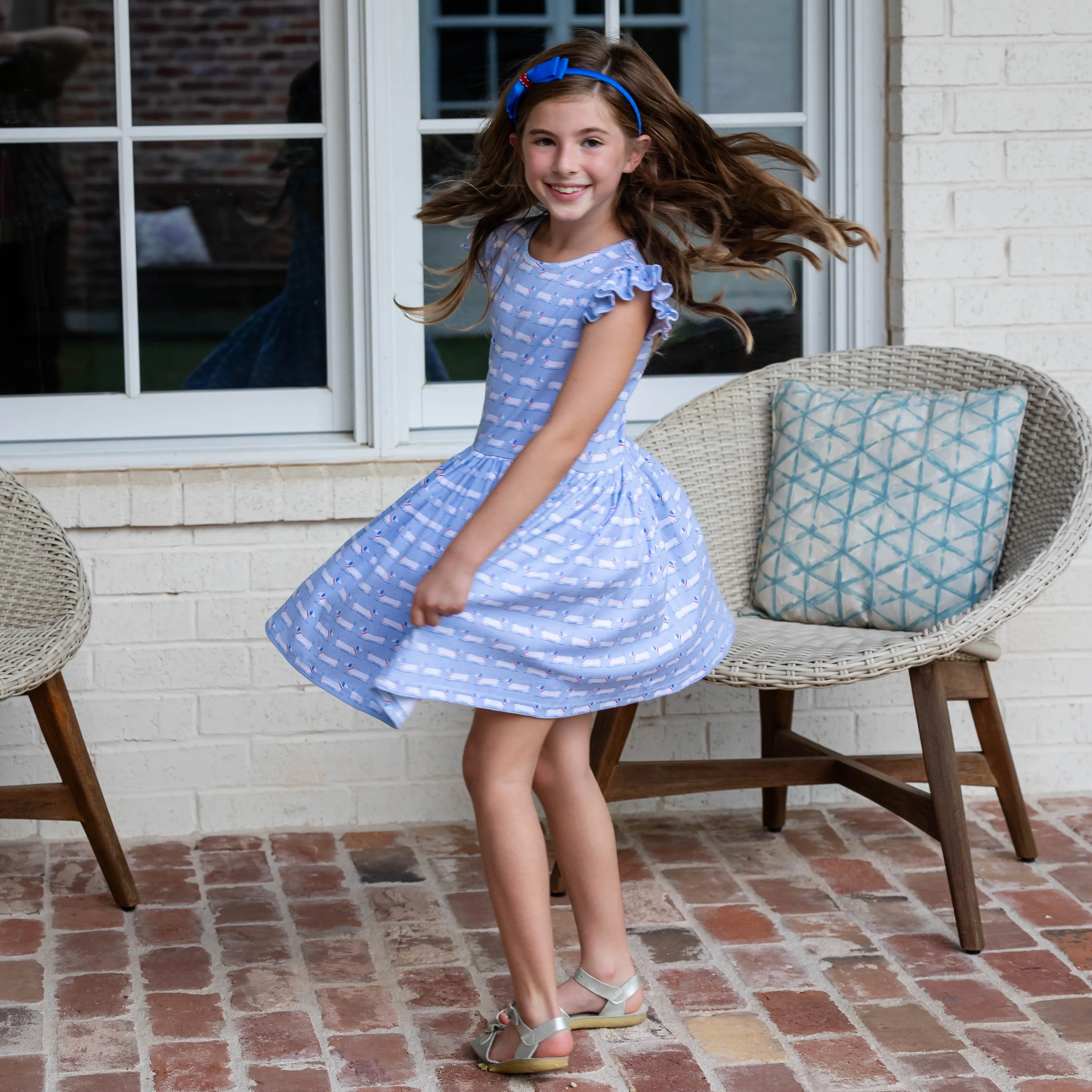 Kate Girls Dress - Patriotic Pups