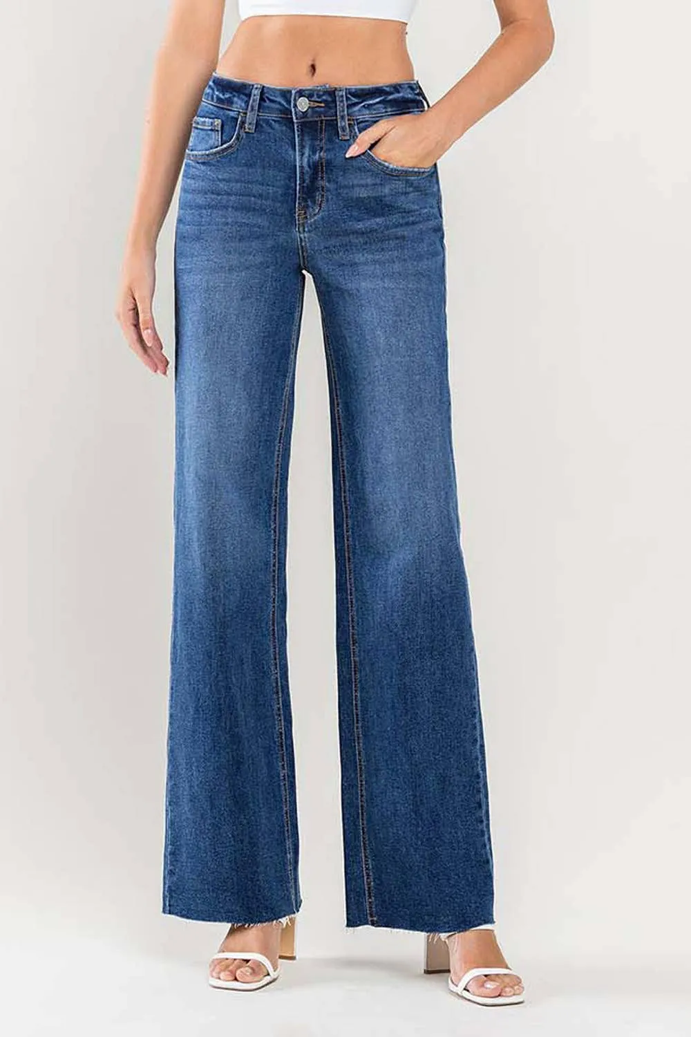 Kate High Rise Wide Leg Raw Hem Denim