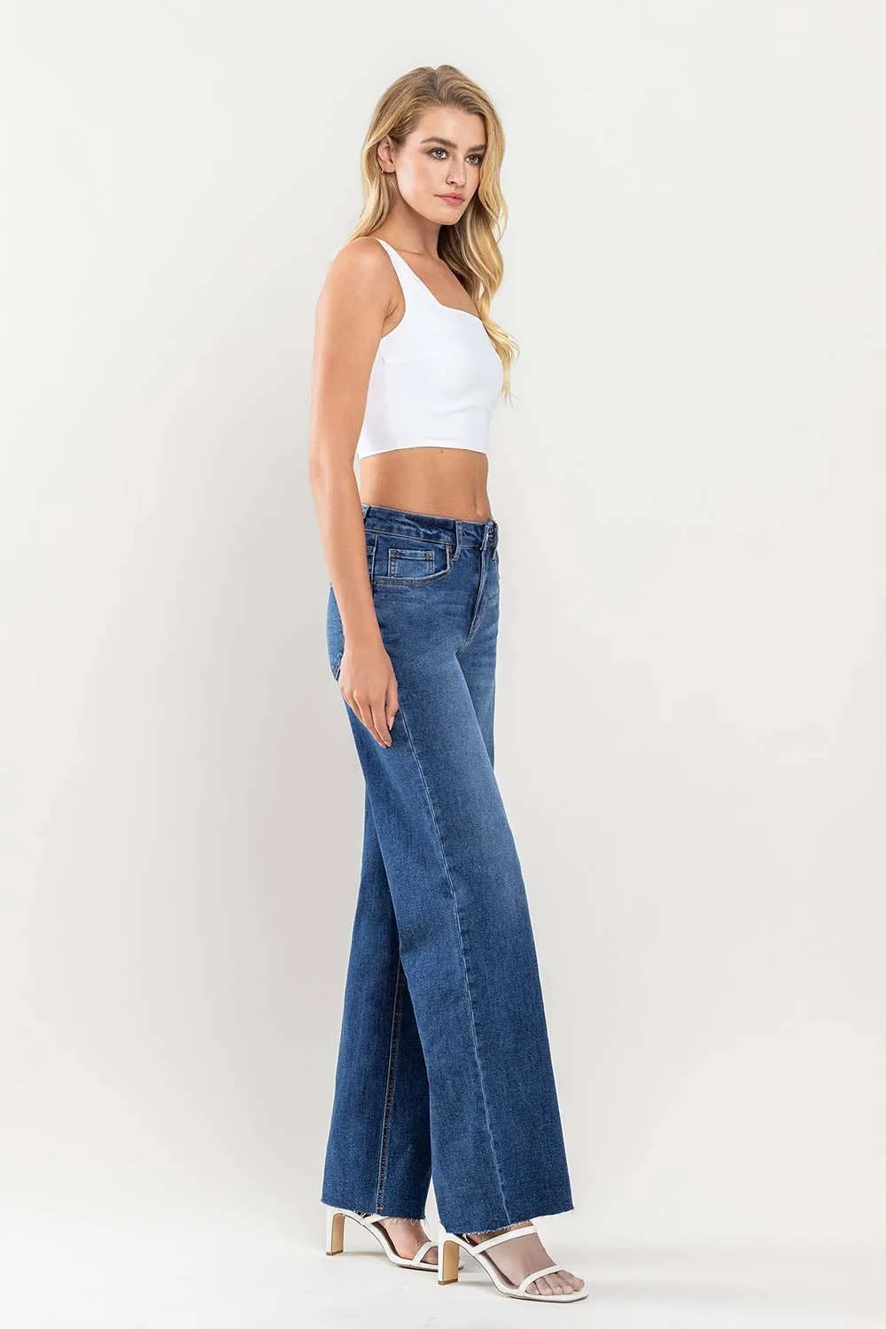 Kate High Rise Wide Leg Raw Hem Denim