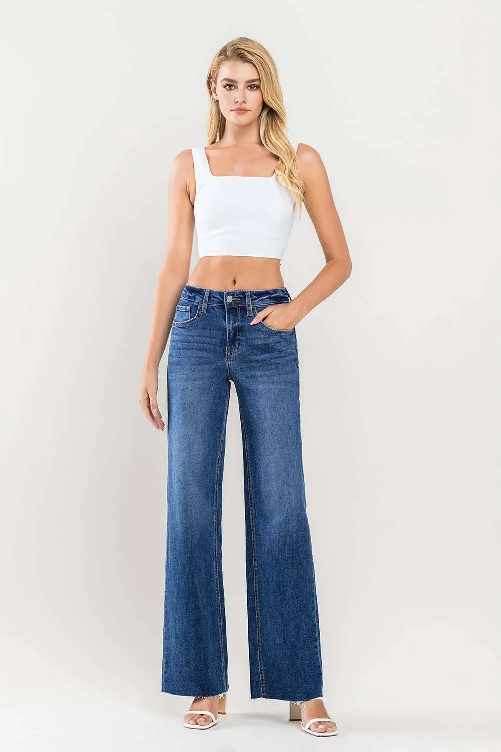 Kate High Rise Wide Leg Raw Hem Denim