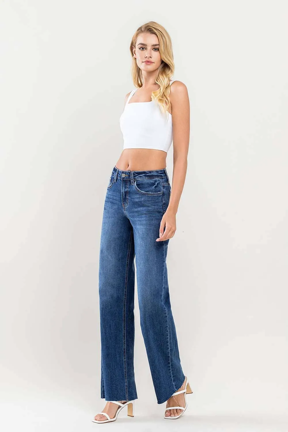 Kate High Rise Wide Leg Raw Hem Denim