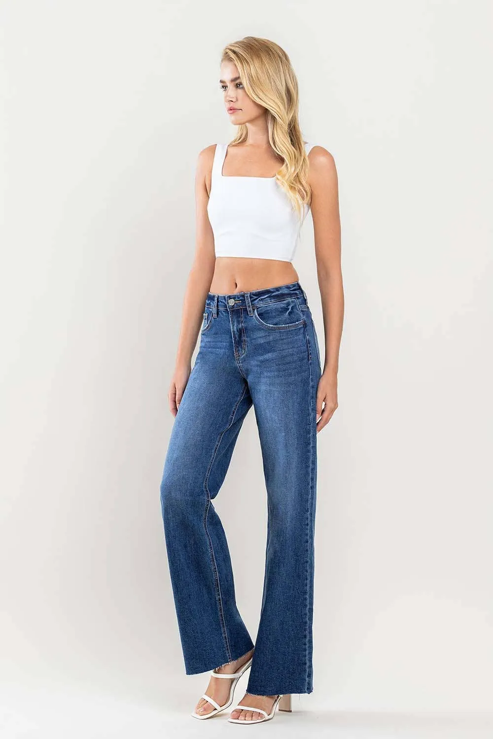 Kate High Rise Wide Leg Raw Hem Denim