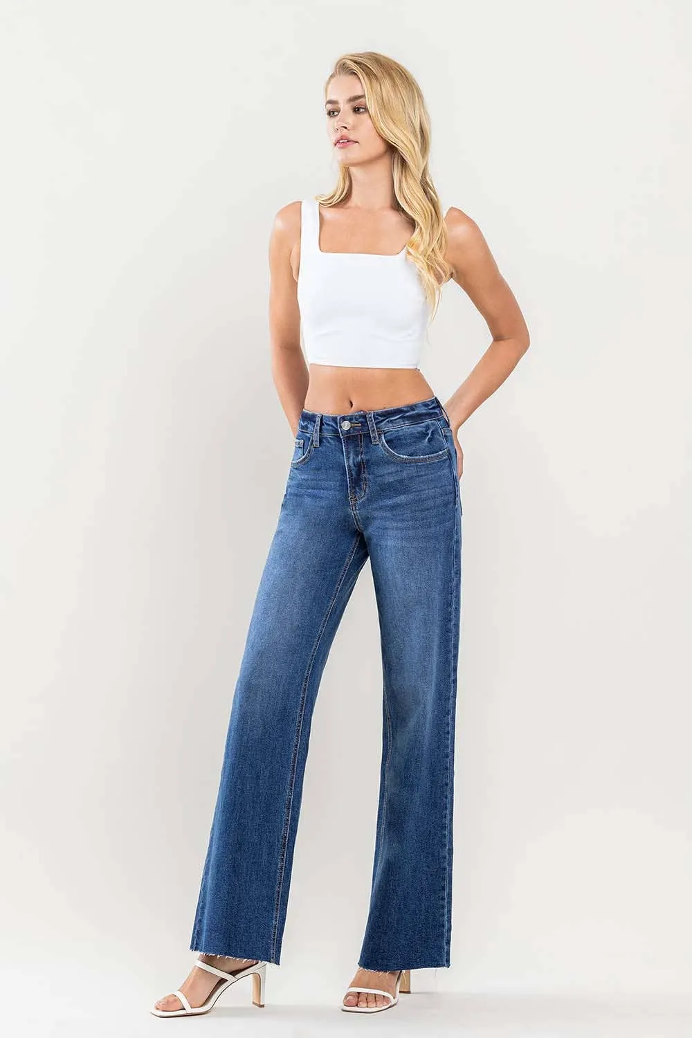 Kate High Rise Wide Leg Raw Hem Denim