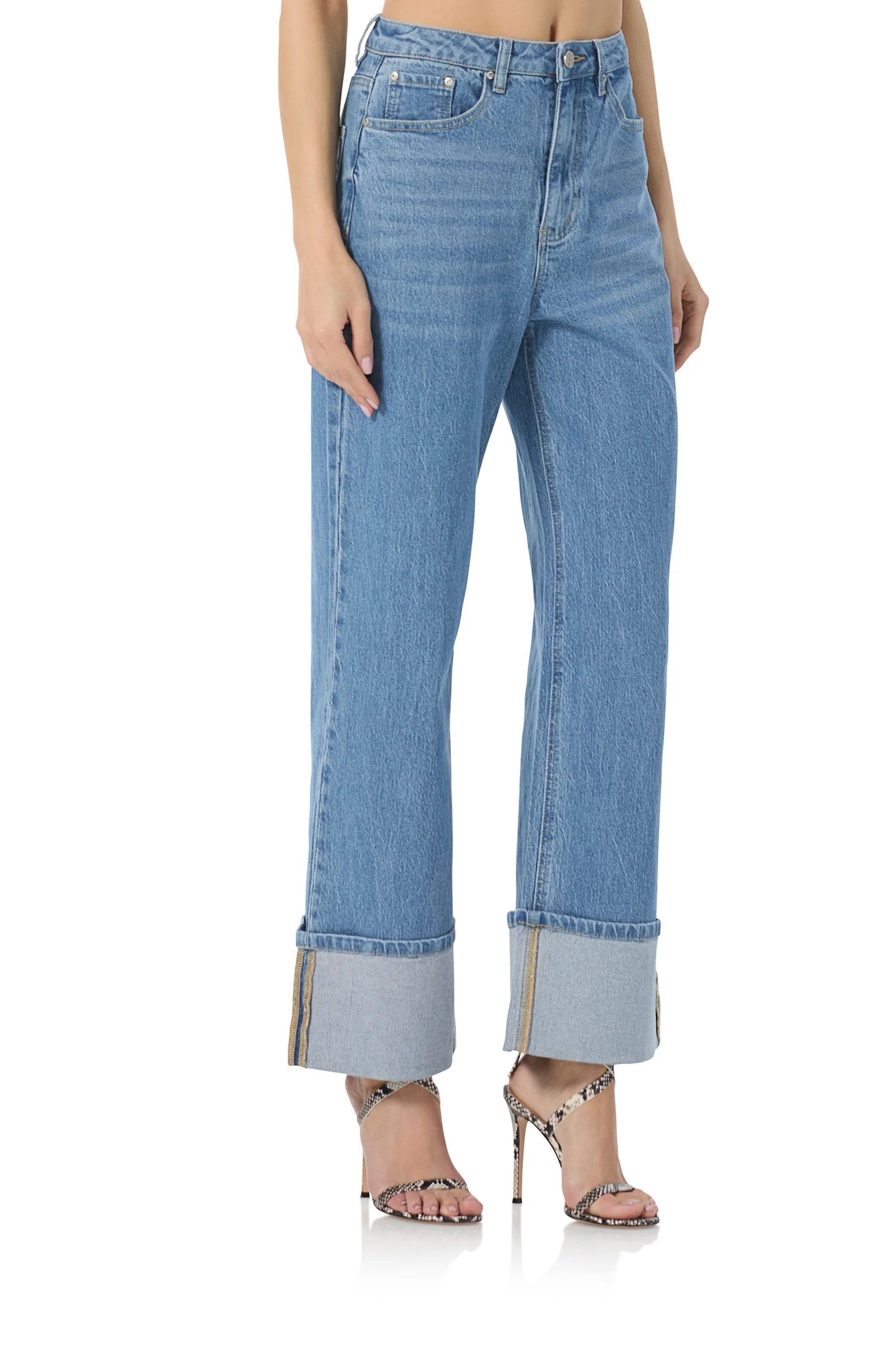 Kendall Wide Cuff Pant - South Pacific Wash