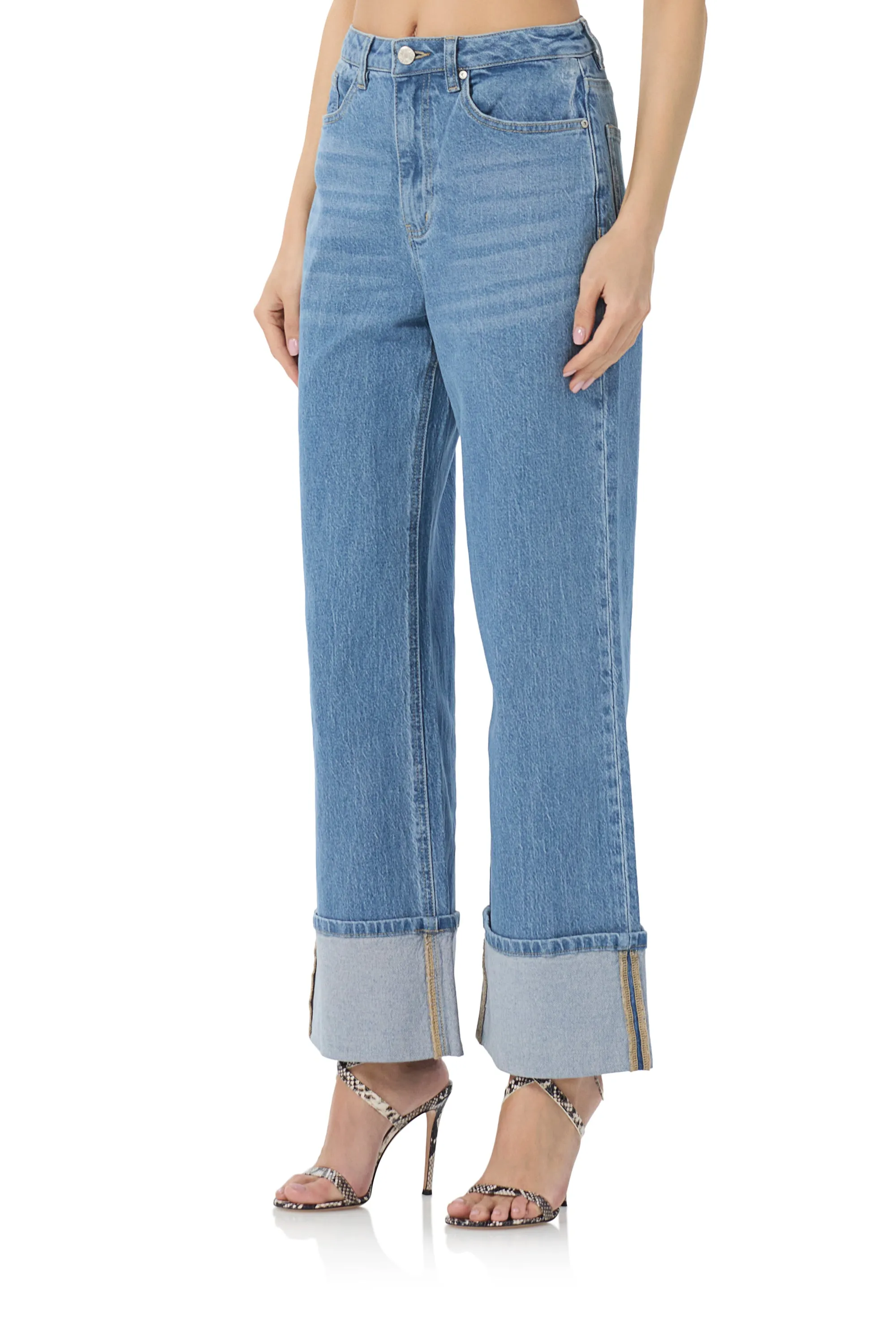 Kendall Wide Cuff Pant - South Pacific Wash