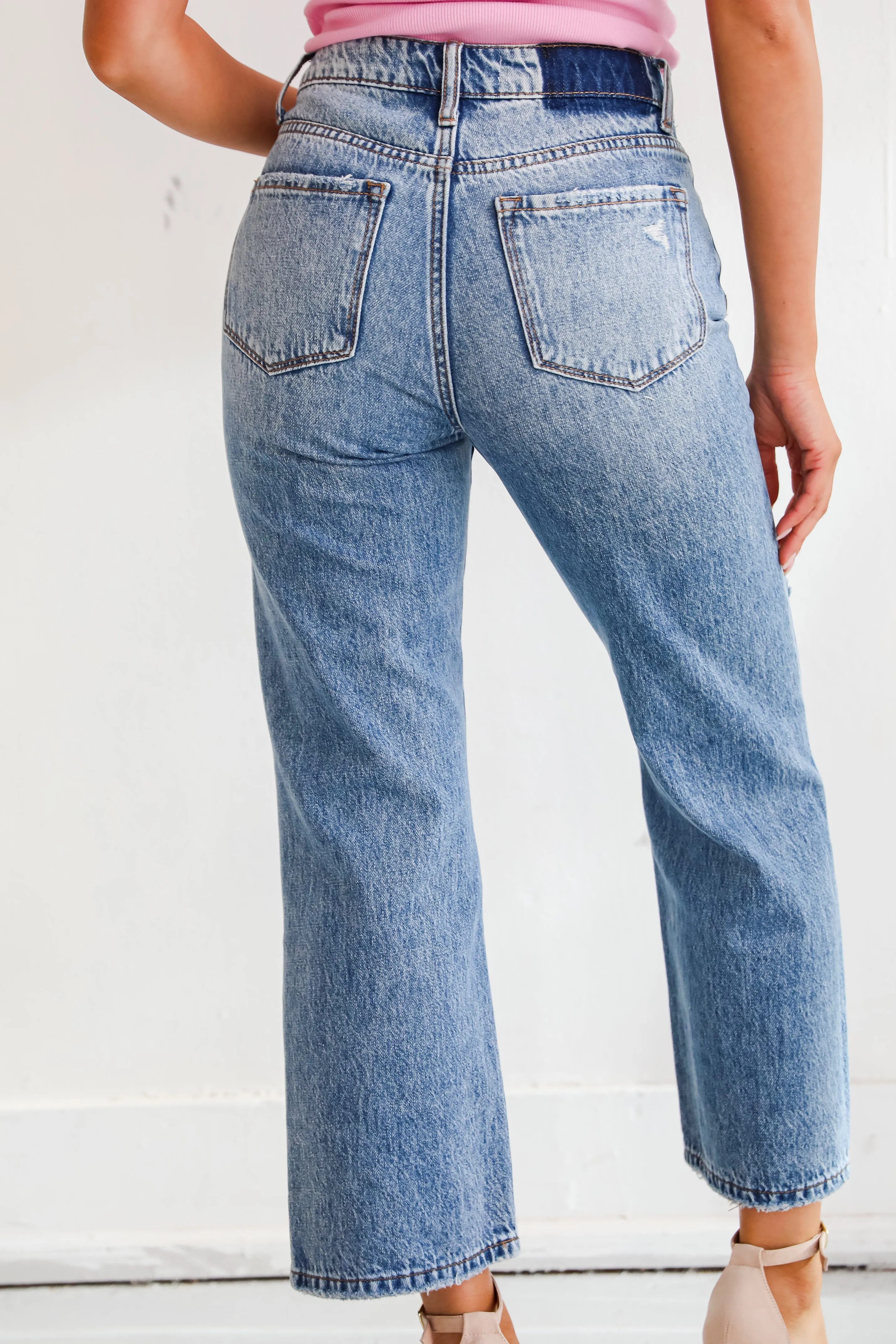 Khloe Medium Wash Distressed Straight Leg Jeans