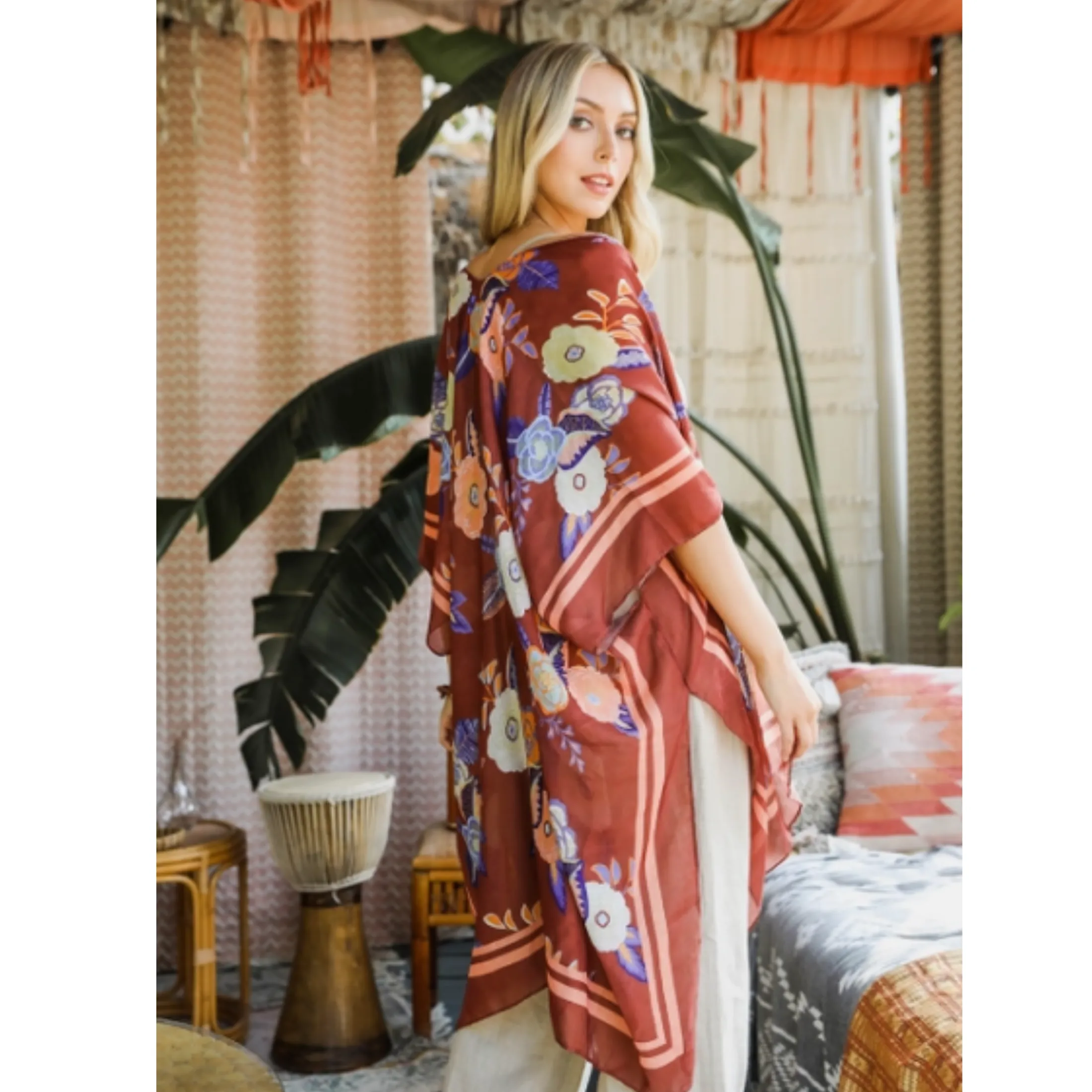 Kimono Wallflower Bloom  with Tassels