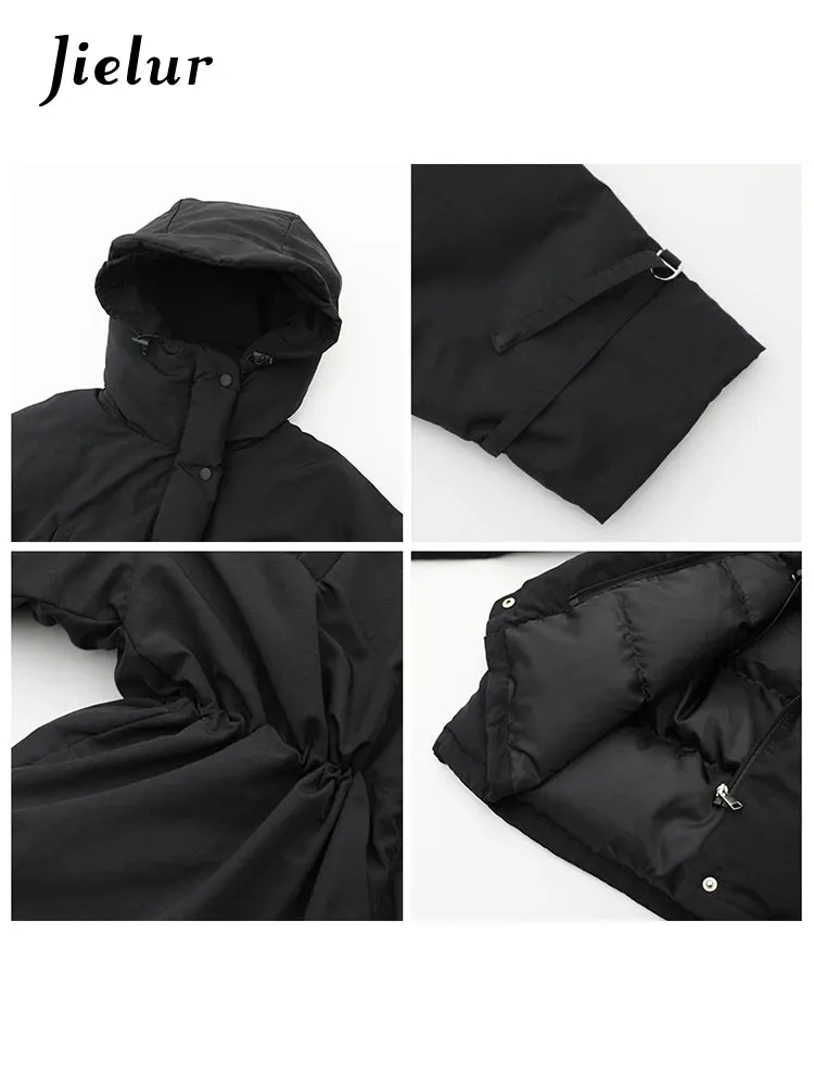 Korean Style Loose Hooded Padded Coat Autumn Winter Thick Padded Coat Drawstring Bread Coat Winter