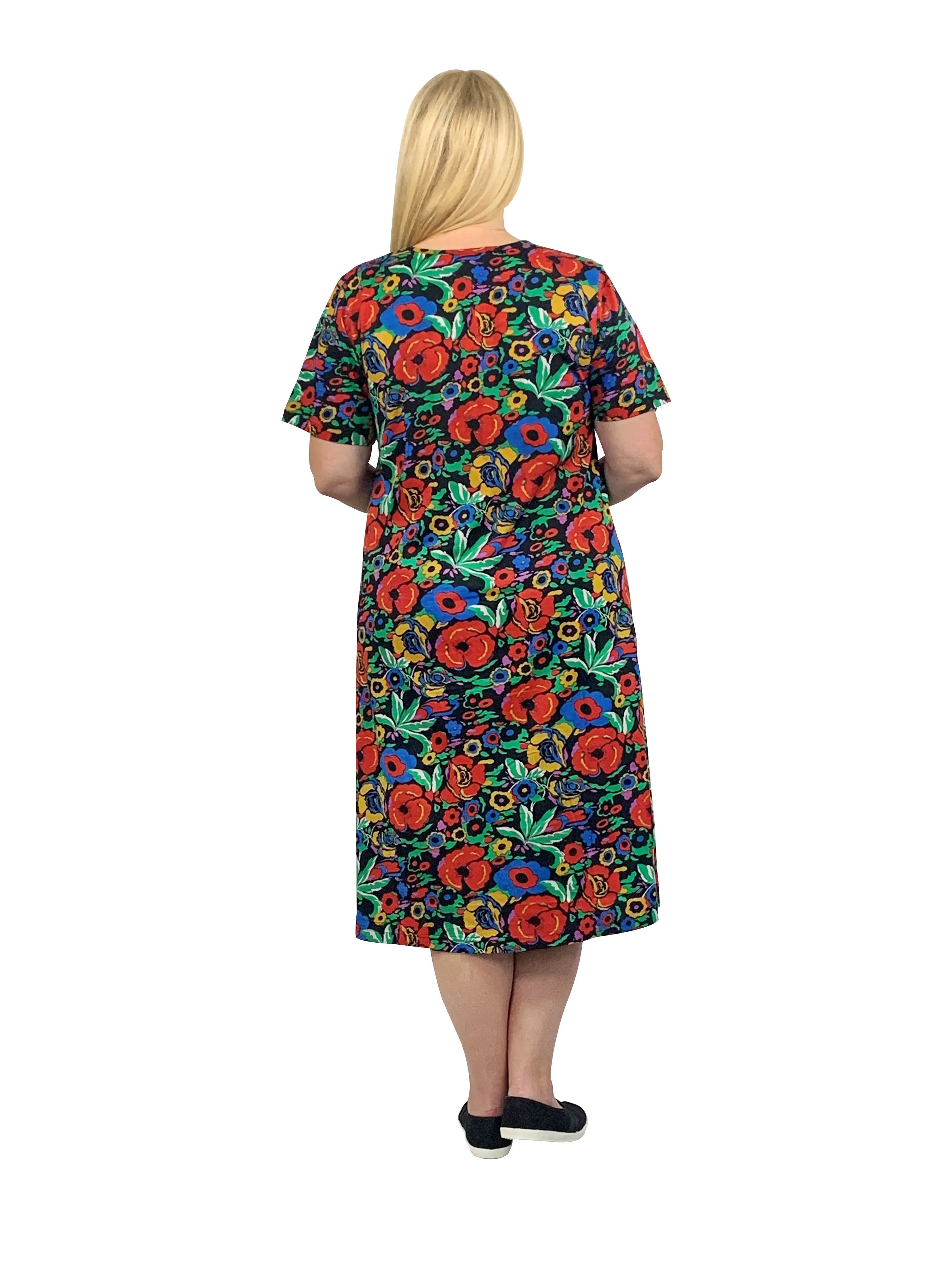 La Cera Plus Size Printed Cotton Knit A-Line Dress