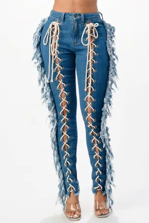 Lace Me Up Skinny Jeans