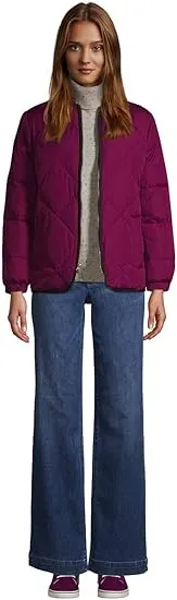 Lands' End Ladies' Quilted Thermo Plume Bomber Insulated Jacket Rubellite