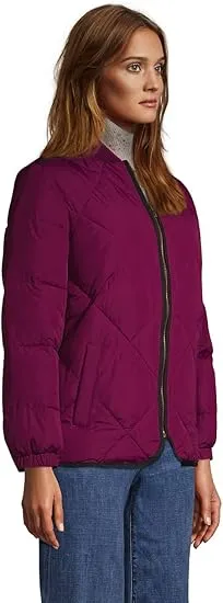 Lands' End Ladies' Quilted Thermo Plume Bomber Insulated Jacket Rubellite