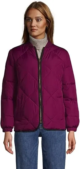 Lands' End Ladies' Quilted Thermo Plume Bomber Insulated Jacket Rubellite