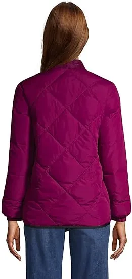 Lands' End Ladies' Quilted Thermo Plume Bomber Insulated Jacket Rubellite