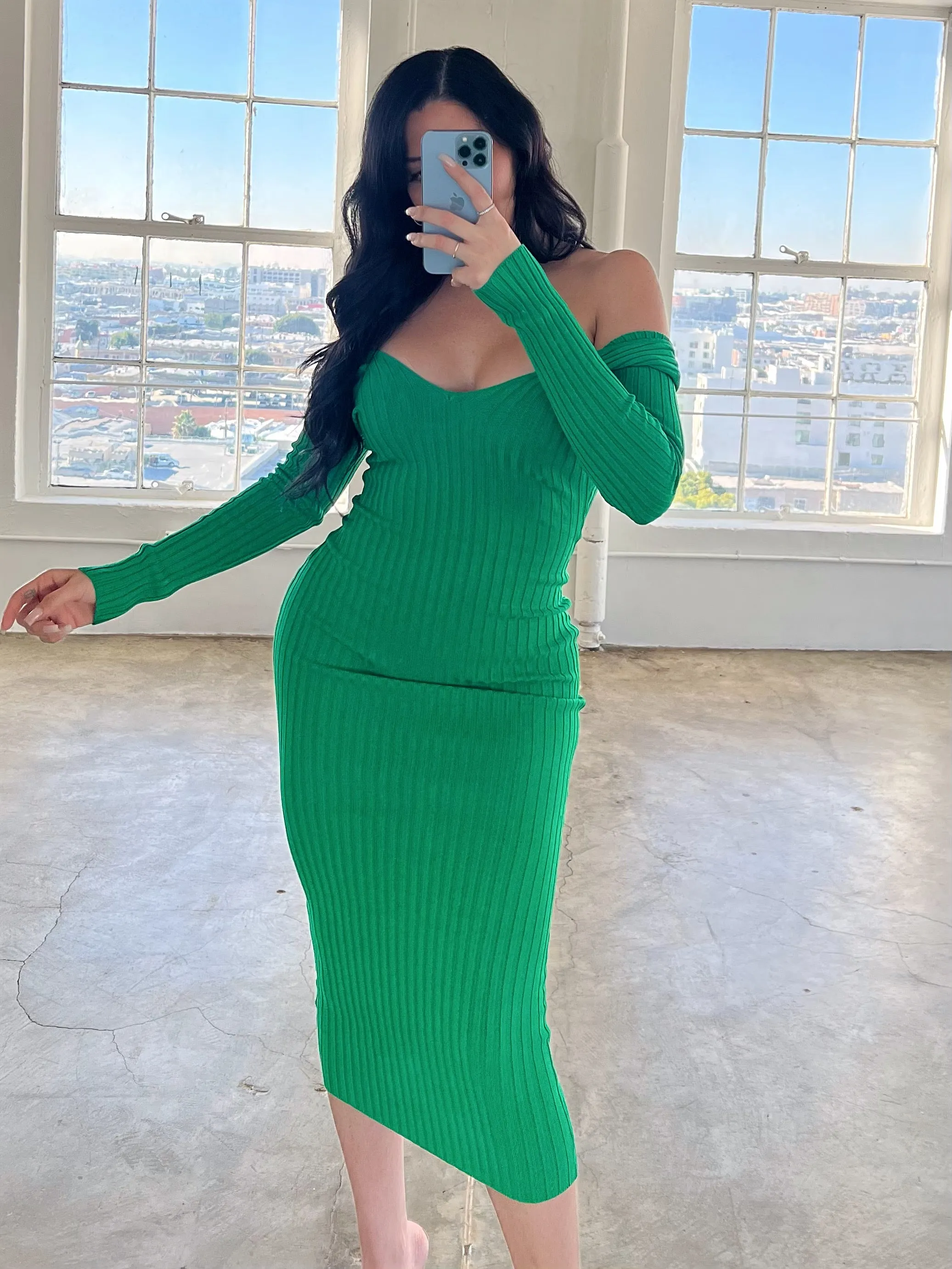 Laura's Fav Knit Dress (Kelly Green)