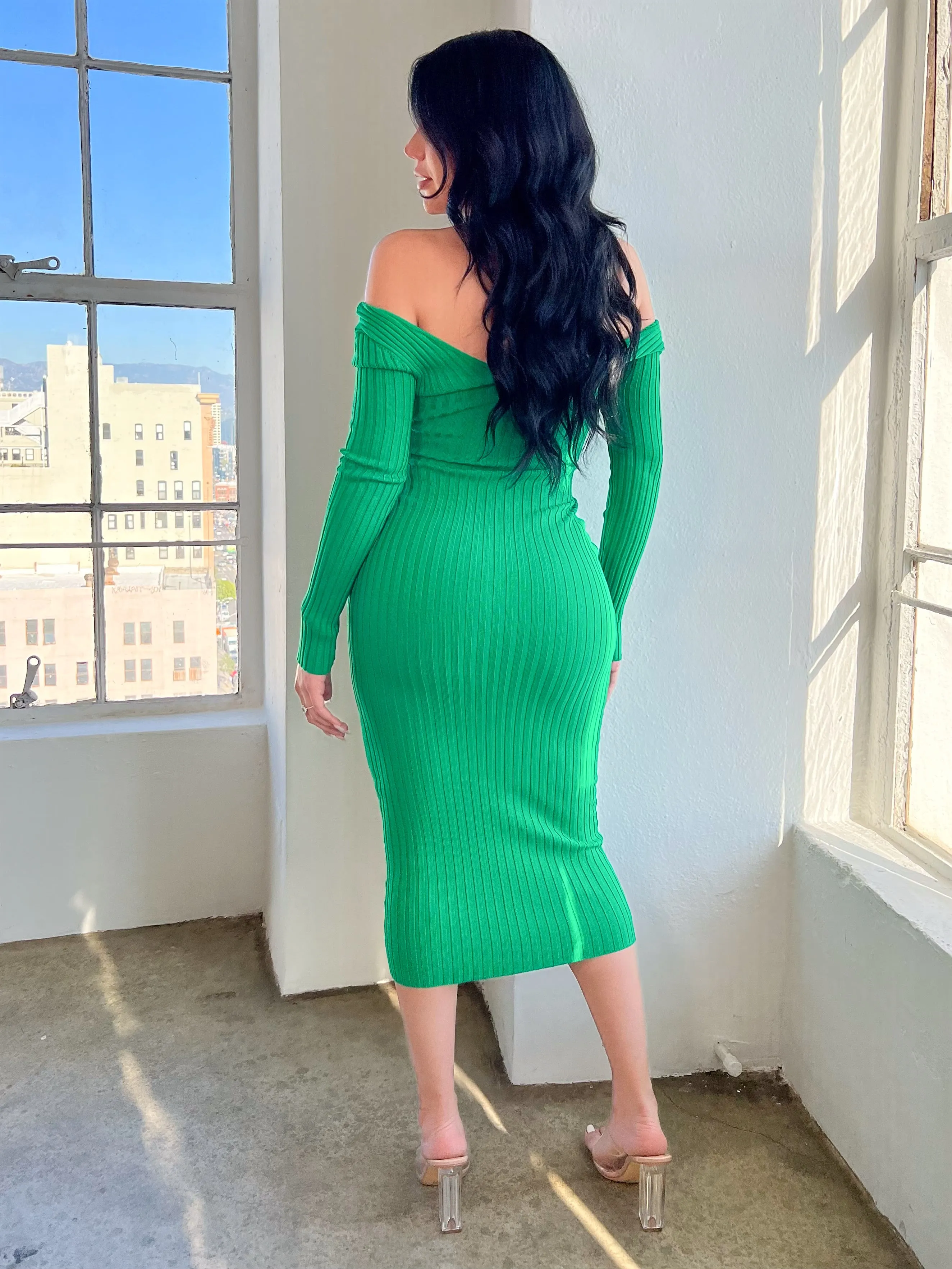 Laura's Fav Knit Dress (Kelly Green)