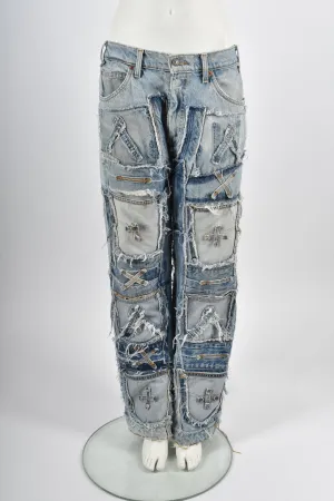 LEVIS STRAUSS 1980s customised denim patchwork jeans